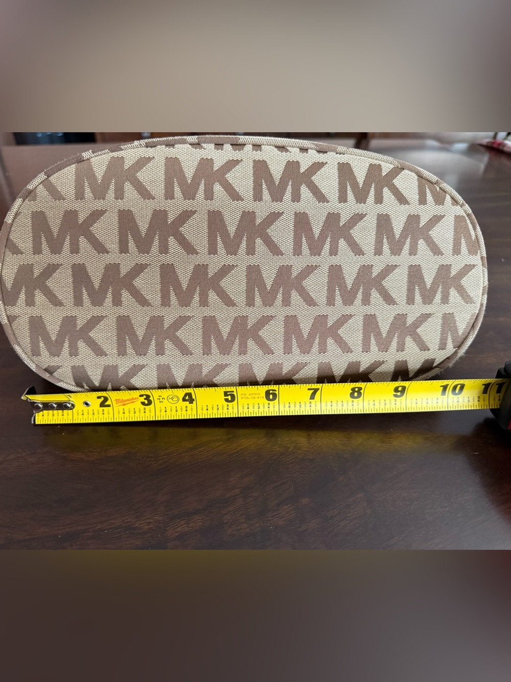 Michael Kors Beige Logo Tote with Purple Leather Straps - Picture 8 of 10
